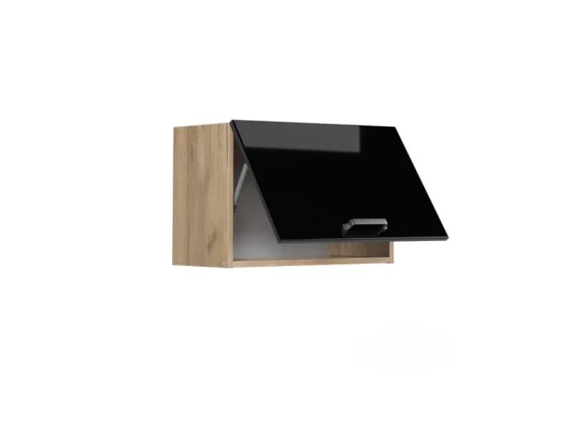Clearance Vicco Hängeschrank R-Line Schwarz Hochglanz/Goldkraft Eiche 60 cm Flach Küchenschränke