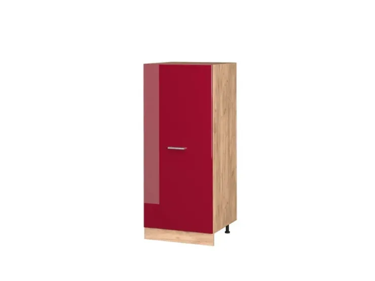 Küchenschränke<Vicco Hochschrank R-Line Küchenkommode Bordeaux Hochglanz/Goldkraft Eiche 60 cm Bordeaux-Glanz