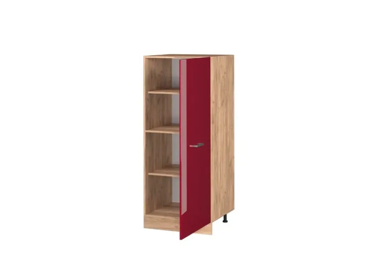 Küchenschränke<Vicco Hochschrank R-Line Küchenkommode Bordeaux Hochglanz/Goldkraft Eiche 60 cm Bordeaux-Glanz