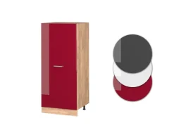 Küchenschränke<Vicco Hochschrank R-Line Küchenkommode Bordeaux Hochglanz/Goldkraft Eiche 60 cm Bordeaux-Glanz