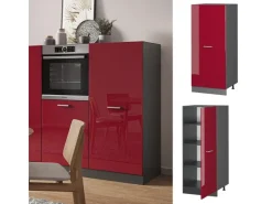 Küchenschränke<Vicco Hochschrank R-Line Küchenkommode Bordeaux Hochglanz/Anthrazit 60 cm Bordeaux-Glanz