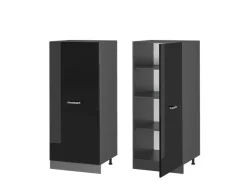 Clearance Vicco Hochschrank R-Line Küchenkommode Schwarz Hochglanz/Anthrazit 60 cm Schwarz Glänzend