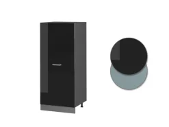 Clearance Vicco Hochschrank R-Line Küchenkommode Schwarz Hochglanz/Anthrazit 60 cm Schwarz Glänzend