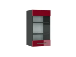 Best Vicco Küchenglasschrank Fame-Line Glashängeschrank Bordeaux Hochglanz/Anthrazit 40 cm Bordeaux-Glanz