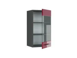 Best Vicco Küchenglasschrank Fame-Line Glashängeschrank Bordeaux Hochglanz/Anthrazit 40 cm Bordeaux-Glanz