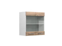 Küchenschränke<Vicco Küchenglasschrank R-Line Glashängeschrank Sonoma/Weiß 60 cm Sonoma Eiche