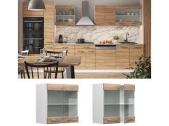 Küchenschränke<Vicco Küchenglasschrank R-Line Glashängeschrank Sonoma/Weiß 60 cm Sonoma Eiche
