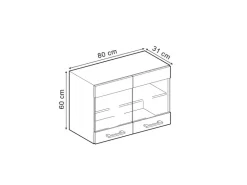 Sale Vicco Küchenglasschrank R-Line Glashängeschrank Bordeaux Hochglanz/Anthrazit 80 cm Bordeaux-Glanz