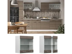 Online Vicco Küchenglasschrank R-Line Glashängeschrank Grau/Weiß 60 cm Küchenschränke