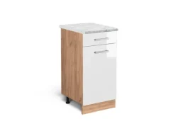Clearance Vicco Küchenschrank R-Line Schubladenschrank für die Küche Hochglanz 40 cm AP Marmor Pfannen