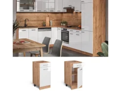 Clearance Vicco Küchenschrank R-Line Schubladenschrank für die Küche Hochglanz 40 cm AP Marmor Pfannen