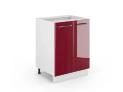 Online Vicco Küchenunterschrank Fame-Line Bordeaux Hochglanz/Weiß 60 cm ohne Arbeitsplatte Einbauküchen