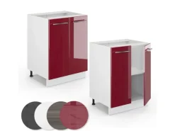 Online Vicco Küchenunterschrank Fame-Line Bordeaux Hochglanz/Weiß 60 cm ohne Arbeitsplatte Einbauküchen