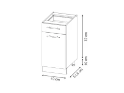 Hot Vicco Küchenunterschrank Fame-Line Hochglanz/Weiß 40 cm AP Anthrazit Dunkelblau