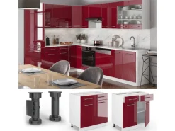 Online Vicco Küchenunterschrank Fame-Line Bordeaux Hochglanz/Weiß 80 cm AP Marmor Einbauküchen
