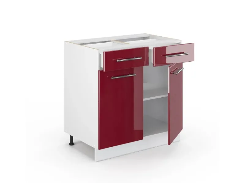 Online Vicco Küchenunterschrank Fame-Line Bordeaux Hochglanz/Weiß 80 cm AP Marmor Einbauküchen