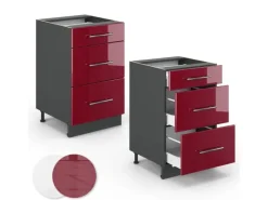 Sale Vicco Küchenunterschrank Fame-Line Bordeaux Hochglanz/Anthrazit 50 cm ohne Arbeitsplatte Küchenschränke