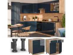 Hot Vicco Küchenunterschrank Fame-Line Hochglanz/Goldkraft Eiche 80 cm ohne Arbeitsplatte Dunkelblau