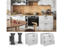 Vicco Küchenunterschrank Fame-Line Landhaus/ 80 cm mit 3 Schubladen ohne Arbeitsplatte Weiß