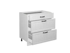 Vicco Küchenunterschrank Fame-Line Landhaus/ 80 cm mit 3 Schubladen ohne Arbeitsplatte Weiß