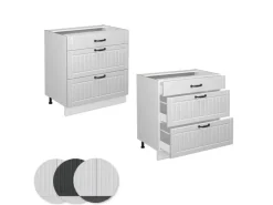 Vicco Küchenunterschrank Fame-Line Landhaus/ 80 cm mit 3 Schubladen ohne Arbeitsplatte Weiß