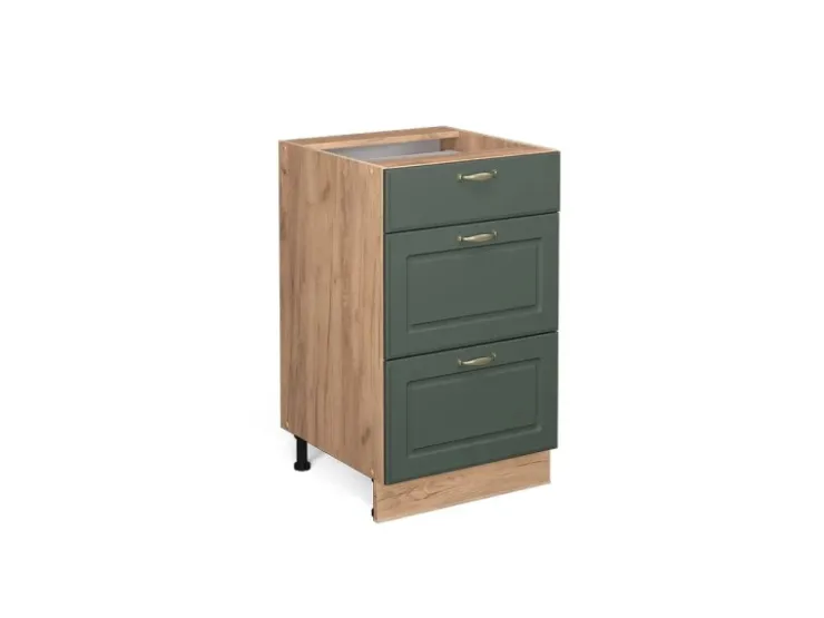 Hot Vicco Küchenunterschrank Fame-Line Grün-Gold Landhaus/Goldkraft Eiche 50 cm ohne Arbeitsplatte Dunkelgrün