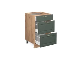 Hot Vicco Küchenunterschrank Fame-Line Grün-Gold Landhaus/Goldkraft Eiche 50 cm ohne Arbeitsplatte Dunkelgrün