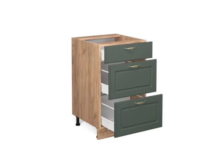 Hot Vicco Küchenunterschrank Fame-Line Grün-Gold Landhaus/Goldkraft Eiche 50 cm ohne Arbeitsplatte Dunkelgrün