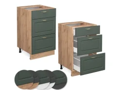 Hot Vicco Küchenunterschrank Fame-Line Grün-Gold Landhaus/Goldkraft Eiche 50 cm ohne Arbeitsplatte Dunkelgrün
