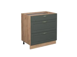 Hot Vicco Küchenunterschrank Fame-Line Grün-Gold Landhaus/Goldkraft Eiche 80 cm mit 3 Schubladen ohne Arbeitsplatte Küchenschränke