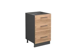 Best Vicco Küchenunterschrank Fame-Line Bordeaux Hochglanz/Weiß 80 cm mit 3 Schubladen AP Marmor Pantryküchen