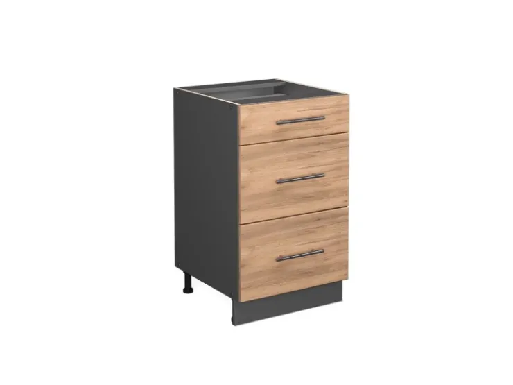 Best Vicco Küchenunterschrank Fame-Line Bordeaux Hochglanz/Weiß 80 cm mit 3 Schubladen AP Marmor Pantryküchen