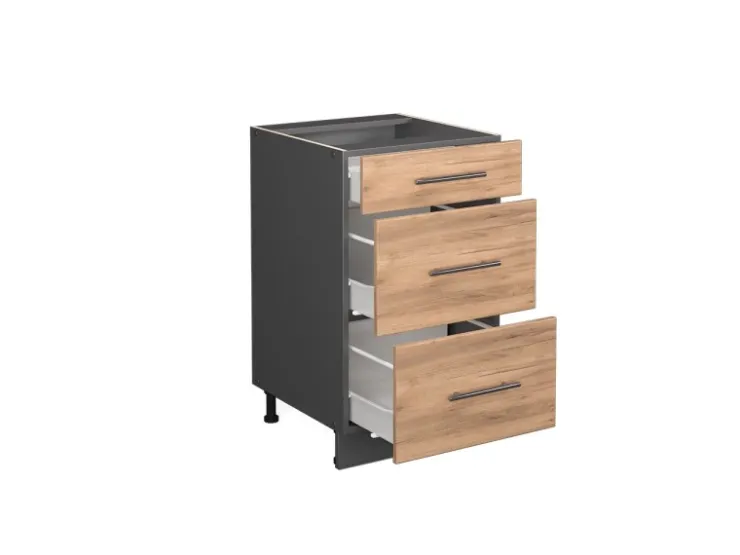 Best Vicco Küchenunterschrank Fame-Line Bordeaux Hochglanz/Weiß 80 cm mit 3 Schubladen AP Marmor Pantryküchen