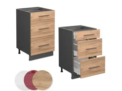 Best Vicco Küchenunterschrank Fame-Line Bordeaux Hochglanz/Weiß 80 cm mit 3 Schubladen AP Marmor Pantryküchen
