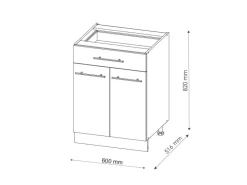 Outlet Vicco Küchenunterschrank Fame-Line Bordeaux Hochglanz/Weiß 60 cm mit Schublade AP Anthrazit Single-Küchen|Pantryküchen