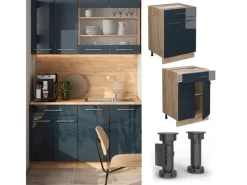 Sale Vicco Küchenunterschrank Fame-Line Hochglanz/Goldkraft Eiche 60 cm mit Schublade AP Eiche Küchenschränke