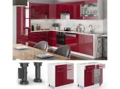 Küchenschränke<Vicco Küchenunterschrank Fame-Line Bordeaux Hochglanz/Weiß 80 cm ohne Arbeitsplatte Bordeaux-Glanz