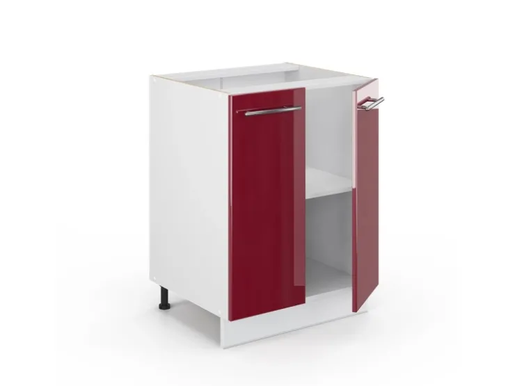 Vicco Küchenunterschrank Fame-Line Bordeaux Hochglanz/Weiß 60 cm AP Marmor Bordeaux-Glanz