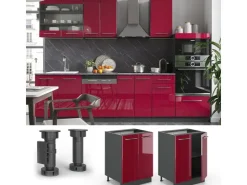 Hot Vicco Küchenunterschrank Fame-Line Bordeaux Hochglanz/Anthrazit 60 cm ohne Arbeitsplatte Bordeaux-Glanz