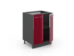Hot Vicco Küchenunterschrank Fame-Line Bordeaux Hochglanz/Anthrazit 60 cm ohne Arbeitsplatte Bordeaux-Glanz