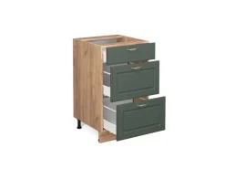 Vicco Küchenunterschrank Fame-Line Grün-Gold Landhaus/Goldkraft Eiche 50 cm AP Eiche Dunkelgrün