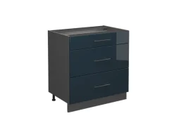 Discount Vicco Küchenunterschrank Fame-Line Hochglanz/Anthrazit 80 cm mit 3 Schubladen AP Eiche Küchenschränke