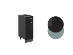 Einbauküchen<Vicco Küchenunterschrank R-Line Schwarz Hochglanz/Anthrazit 30 cm ohne Arbeitsplatte Schwarz Glänzend