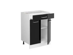 Sale Vicco Küchenunterschrank R-Line Schwarz Hochglanz 60 cm mit Schublade ohne Arbeitsplatte Schwarz Glänzend