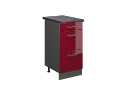 Hot Vicco Küchenunterschrank R-Line Bordeaux Hochglanz/Anthrazit 40 cm mit Schubladen AP Anthrazit Kühlschränke