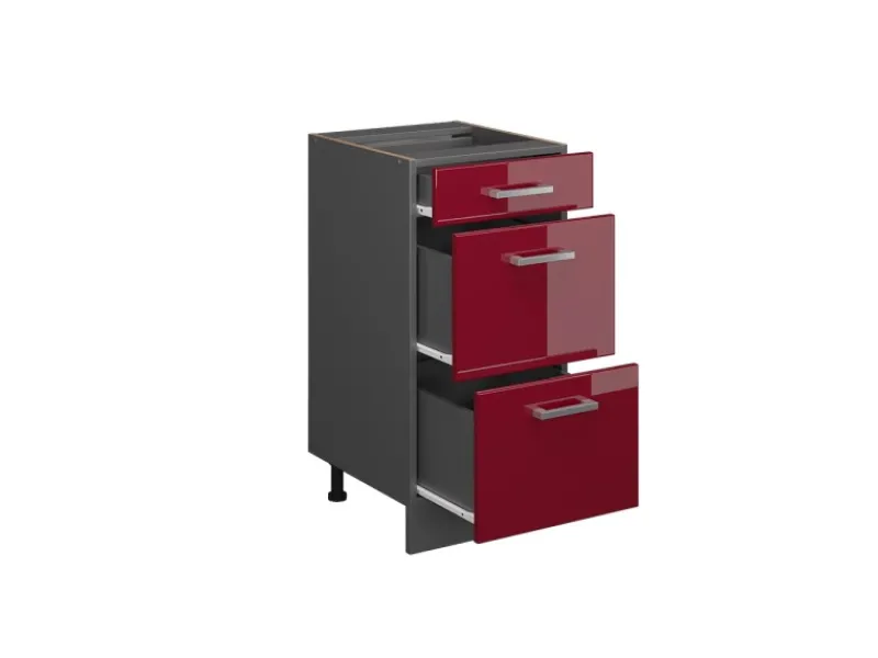 Hot Vicco Küchenunterschrank R-Line Bordeaux Hochglanz/Anthrazit 40 cm mit Schubladen AP Anthrazit Kühlschränke
