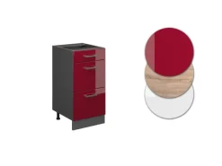 Hot Vicco Küchenunterschrank R-Line Bordeaux Hochglanz/Anthrazit 40 cm mit Schubladen AP Anthrazit Kühlschränke