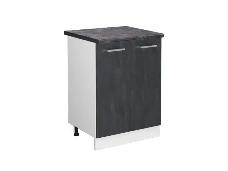 Vicco Küchenunterschrank R-Line Schwarz Beton/Weiß 60 cm AP Anthrazit Herde|Küchenschränke