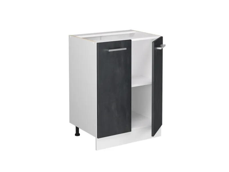 Vicco Küchenunterschrank R-Line Schwarz Beton/Weiß 60 cm AP Anthrazit Herde|Küchenschränke
