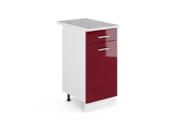 Pfannen<Vicco Küchenunterschrank R-Line Bordeaux Hochglanz/Weiß 40 cm AP Marmor Bordeaux-Glanz